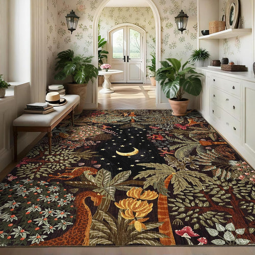 5x7 Jungle Area Rug Washable Rugs for Living Room Bedroom, Soft Low Pile Non Slip Accent Floor Mat Animal Print Throw Rug Indoor Carpet Dining Room Playroom